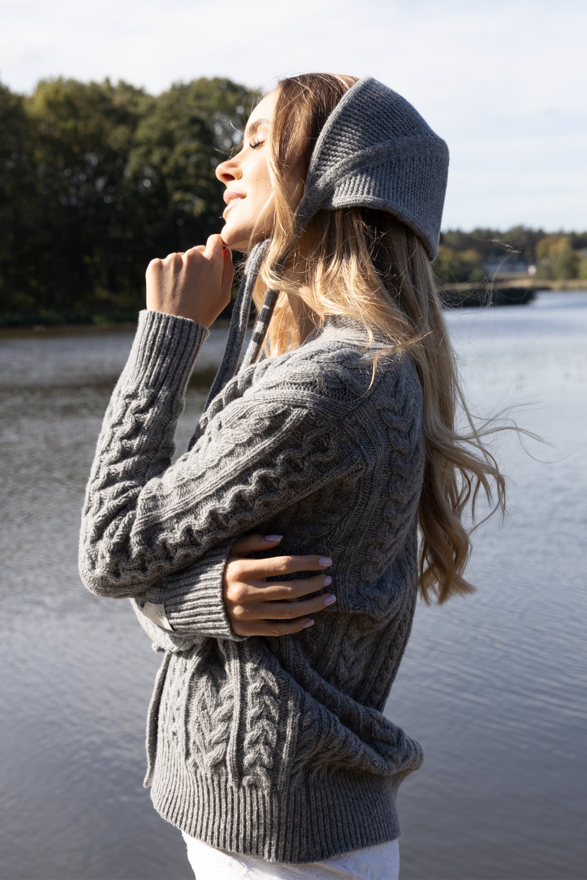 Button-up wool cardigan, gray