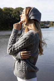 Button-up wool cardigan, gray