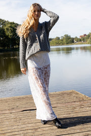 Button-up wool cardigan, gray
